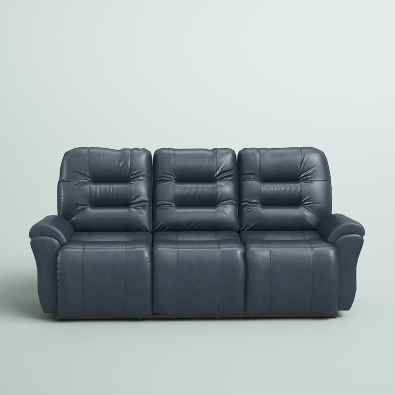 Hokku Designs Braydin 85.5" Genuine Leather Pillow Top Arm Reclining